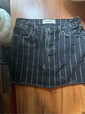 Reformation Black and White Pinstripe Denim Skirt SIZE 27